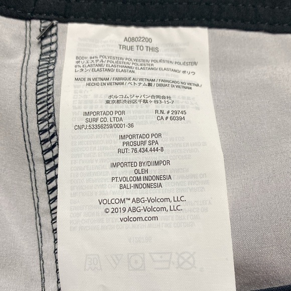 Volcom Mens Size 38 Black Combo Manic 2 Boardshorts - Picture 6 of 6